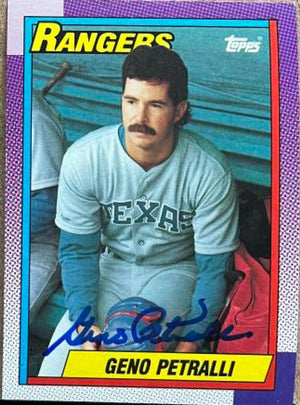 Geno Petralli Signed 1990 Topps Baseball Card - Texas Rangers