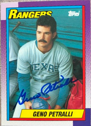 Geno Petralli Signed 1990 Topps Tiffany Baseball Card - Texas Rangers