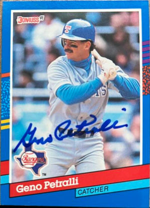 Geno Petralli Signed 1991 Donruss Baseball Card - Texas Rangers