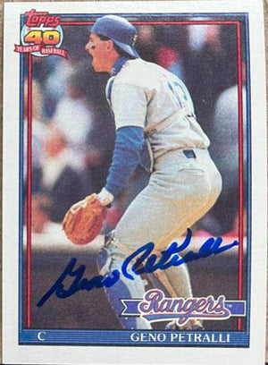 Geno Petralli Signed 1991 Topps Baseball Card - Texas Rangers