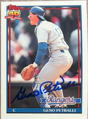 Geno Petralli Signed 1991 Topps Tiffany Baseball Card - Texas Rangers