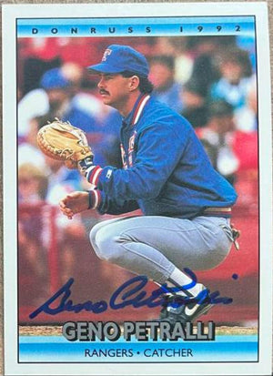Geno Petralli Signed 1992 Donruss Baseball Card - Texas Rangers