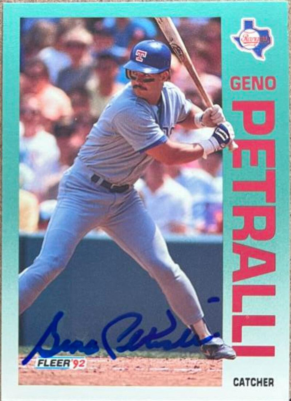 ジェノ・ペトラッリ サイン入り 1992 Fleer ベースボールカード - テキサス・レンジャーズ