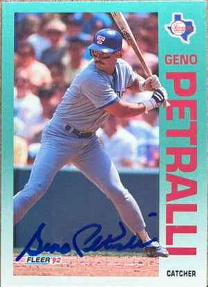 Geno Petralli Signed 1992 Fleer Baseball Card - Texas Rangers