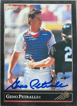 ジェノ・ペトラッリ サイン入り 1992 リーフ ブラック ゴールド ベースボール カード - テキサス レンジャーズ