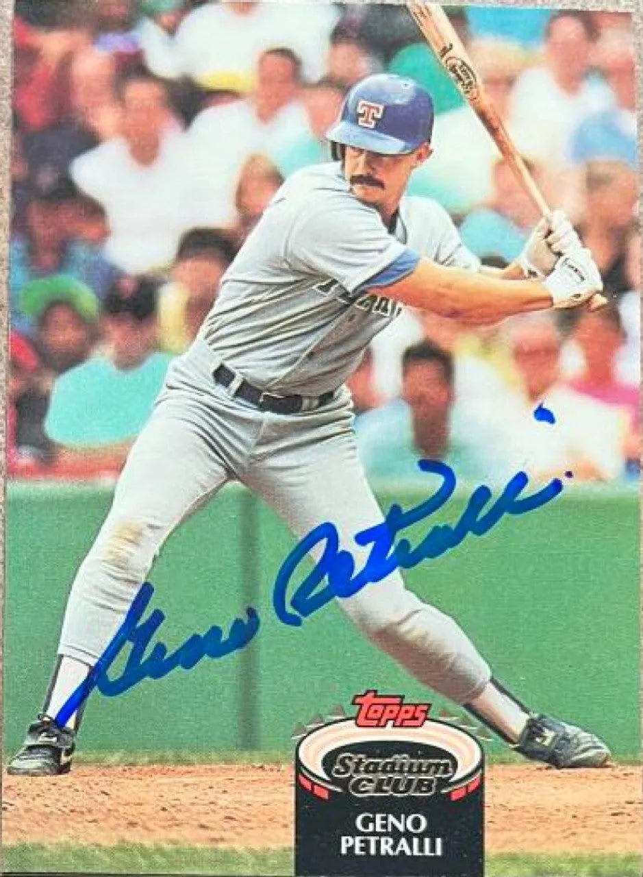 Geno Petralli Signed 1992 Stadium Club Baseball Card - Texas Rangers