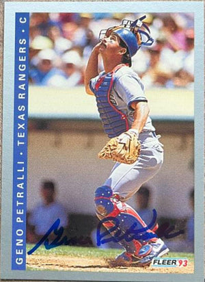 Geno Petralli Signed 1993 Fleer Baseball Card - Texas Rangers