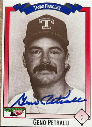 Geno Petralli Signed 1993 Keebler Baseball Card - Texas Rangers