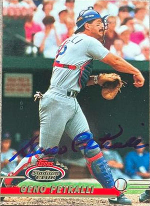 Geno Petralli Signed 1993 Stadium Club Baseball Card - Texas Rangers