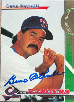 Geno Petralli Signed 1993 Stadium Club Team Baseball Card - Texas Rangers