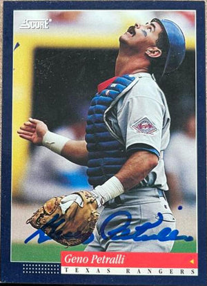 Geno Petralli Signed 1994 Score Baseball Card - Texas Rangers