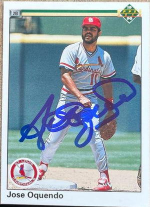 Jose Oquendo Signed 1990 Upper Deck Baseball Card - St Louis Cardinals