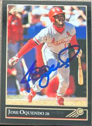 Jose Oquendo Signed 1992 Leaf Black Gold Baseball Card - St Louis Cardinals