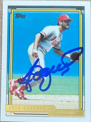 Jose Oquendo Signed 1992 Topps Gold Baseball Card - St Louis Cardinals