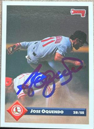 Jose Oquendo Signed 1993 Donruss Baseball Card - St Louis Cardinals