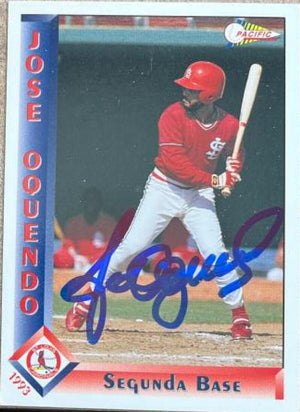 Jose Oquendo Signed 1993 Pacific Spanish Baseball Card - St Louis Cardinals