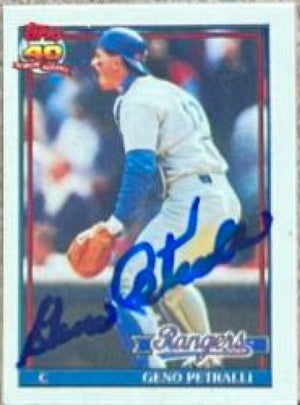 Geno Petralli Signed 1991 Topps Micro Baseball Card - Texas Rangers