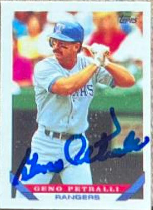 Geno Petralli Signed 1993 Topps Micro Baseball Card - Texas Rangers