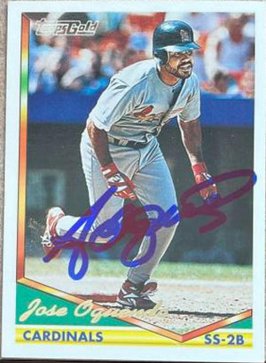 Jose Oquendo Signed 1994 Topps Gold Baseball Card - St Louis Cardinals