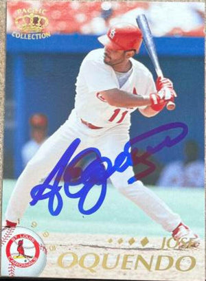 Jose Oquendo Signed 1995 Pacific Baseball Card - St Louis Cardinals