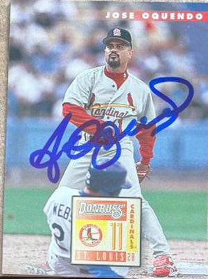 Jose Oquendo Signed 1996 Donruss Baseball Card - St Louis Cardinals