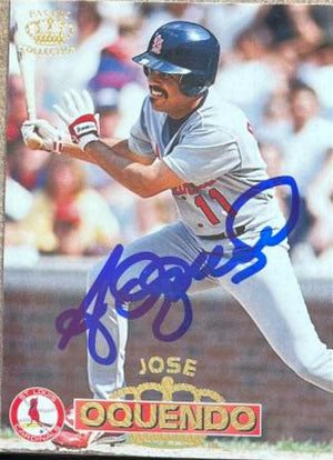 Jose Oquendo Signed 1996 Pacific Crown Baseball Card - St Louis Cardinals