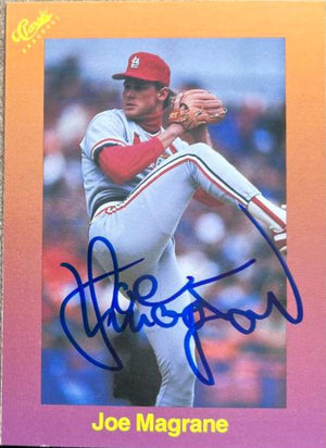 Joe Magrane Signed 1989 Classic Baseball Card - St Louis Cardinals