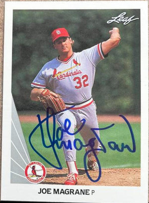 Joe Magrane Signed 1990 Leaf Baseball Card - St Louis Cardinals