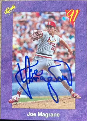 Joe Magrane Signed 1991 Classic Baseball Card - St Louis Cardinals