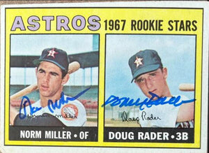 Doug Rader & Norm Miller Dual Signed 1967 Topps Baseball Card - Houston Astros