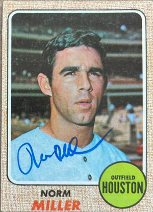 Norm Miller Signed 1968 Topps Baseball Card - Houston Astros