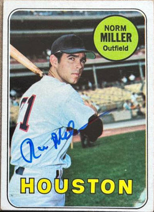 Norm Miller Signed 1969 Topps Baseball Card - Houston Astros