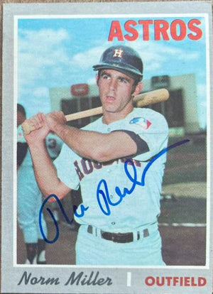 Norm Miller Signed 1970 Topps Baseball Card - Houston Astros