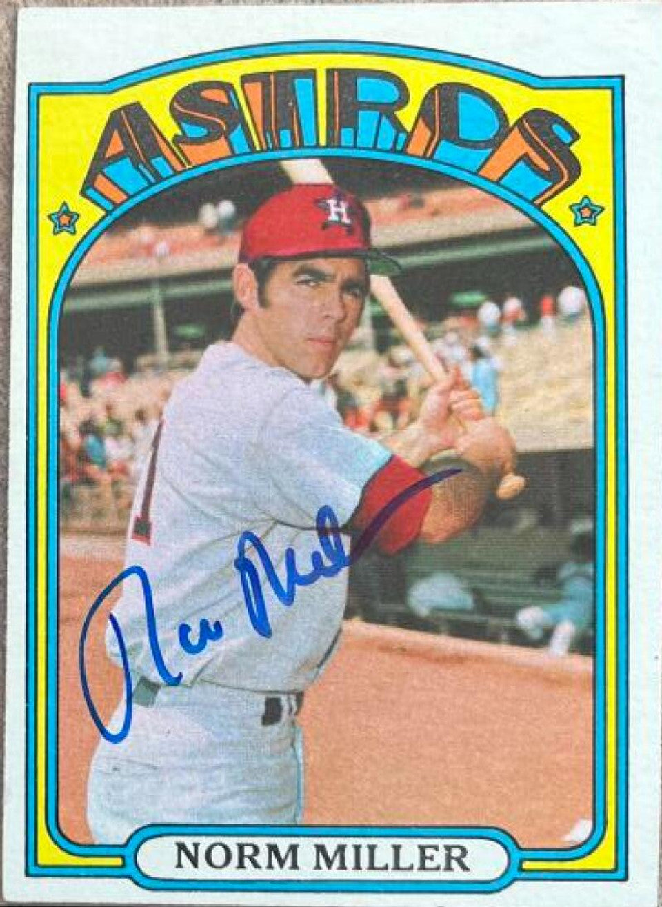 Norm Miller Signed 1972 Topps Baseball Card - Houston Astros