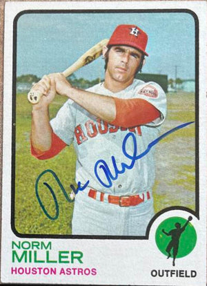 Norm Miller Signed 1973 Topps Baseball Card - Houston Astros