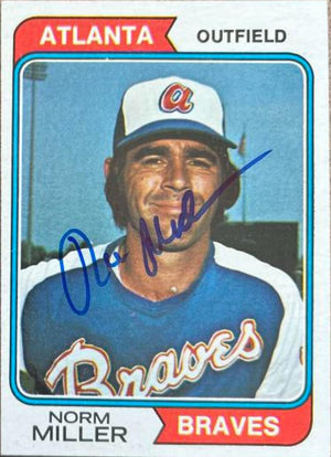 Norm Miller Signed 1974 Topps Baseball Card - Atlanta Braves