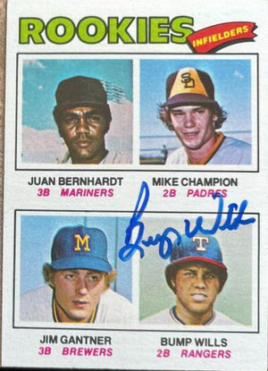 Bump Wills Signed 1977 Topps Baseball Card - Texas Rangers