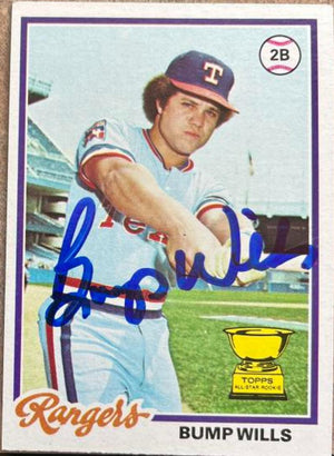 Bump Wills Signed 1978 Topps Baseball Card - Texas Rangers