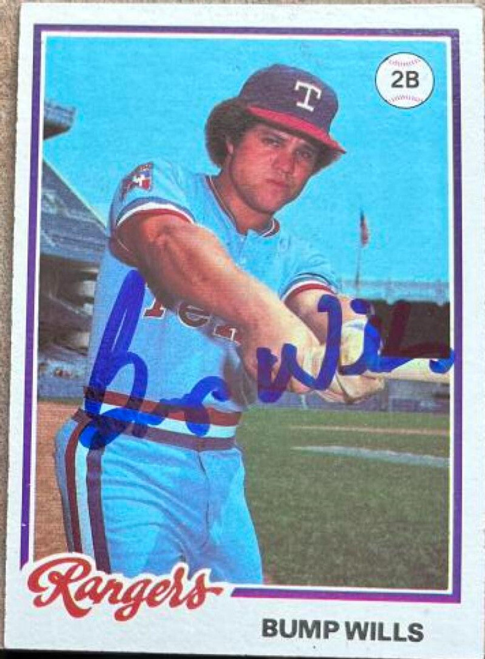 Bump Wills Signed 1978 Topps Burger King Baseball Card - Texas Rangers