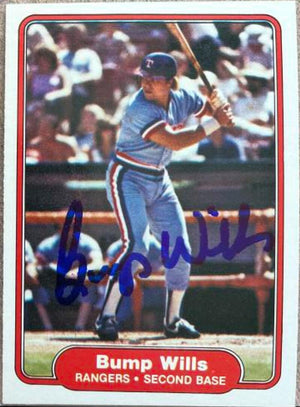 Bump Wills Signed 1982 Fleer Baseball Card - Texas Rangers