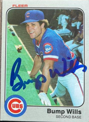Bump Wills Signed 1983 Fleer Baseball Card - Chicago Cubs