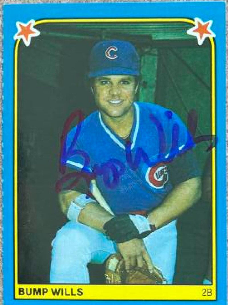 Bump Wills Signed 1983 Fleer Star Stickers Baseball Card - Chicago Cubs