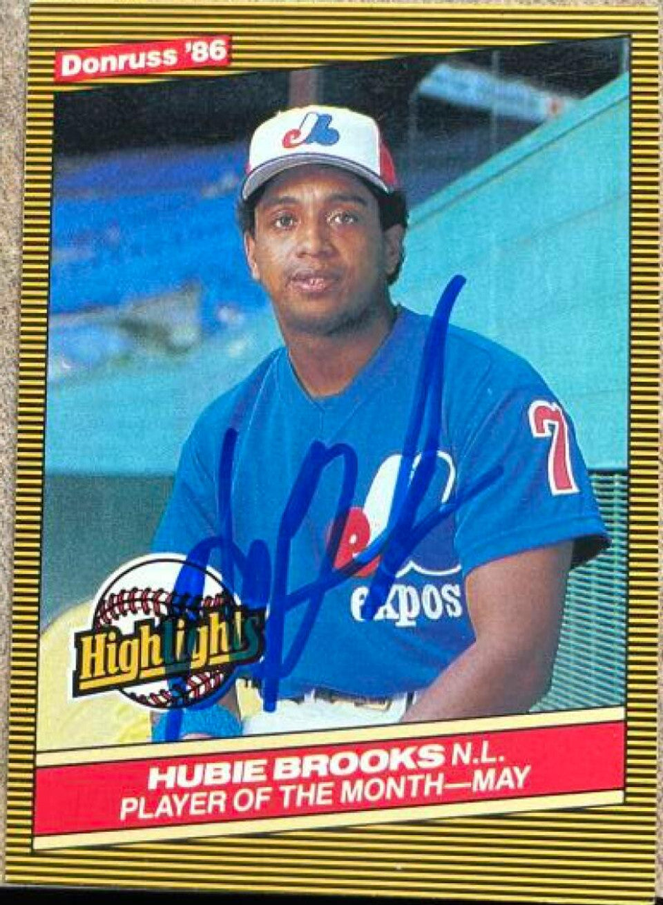 Hubie Brooks Signed 1986 Donruss Highlights Baseball Card - Montreal Expos