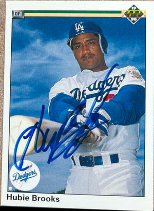 ヒュービー ブルックス サイン入り 1990 アッパー デッキ ベースボール カード - ロサンゼルス ドジャース