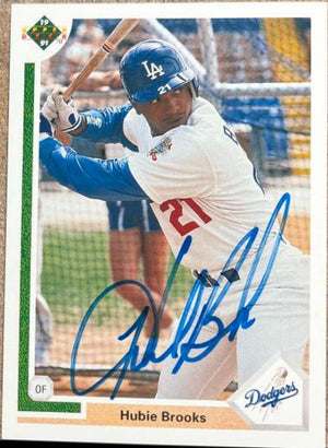 ヒュービー ブルックス サイン入り 1991 アッパー デッキ ベースボール カード - ロサンゼルス ドジャース