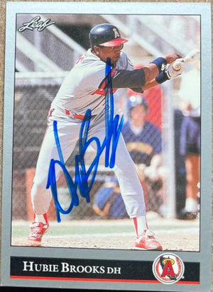 Hubie Brooks Signed 1992 Leaf Baseball Card - California Angels