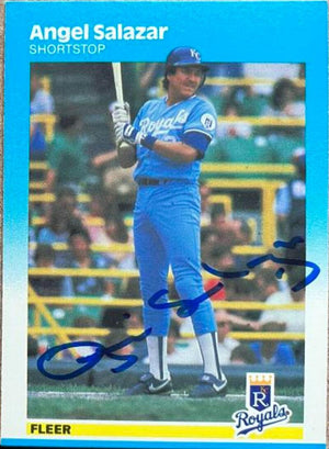 Angel Salazar Signed 1987 Fleer Baseball Card - Kansas City Royals