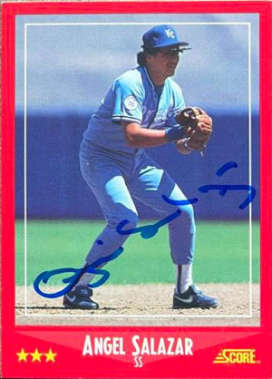 Angel Salazar Signed 1988 Score Baseball Card - Kansas City Royals