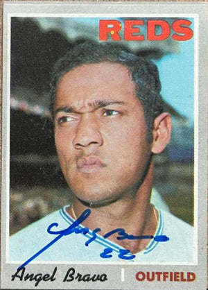 Angel Bravo Signed 1970 Topps Baseball Card - Cincinnati Reds