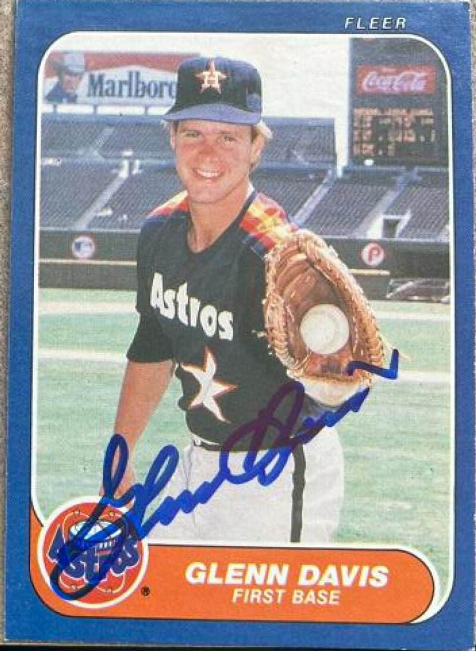グレン・デイビス サイン入り 1986 Fleer ベースボールカード - ヒューストン・アストロズ